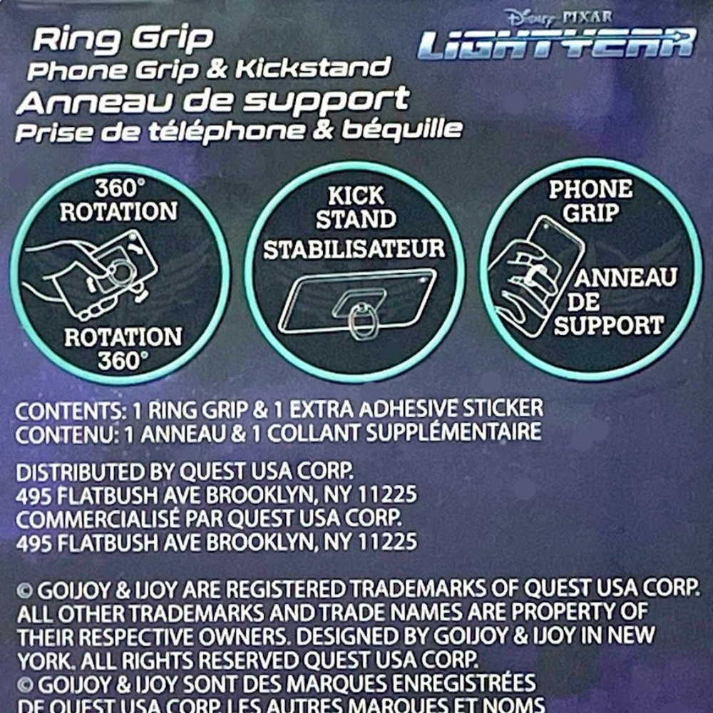 š BUZZ LIGHTYEAR PHONE HAND RING GRIP & KICKSTAND ~ 360 ROTATION - Picture 3 of 3